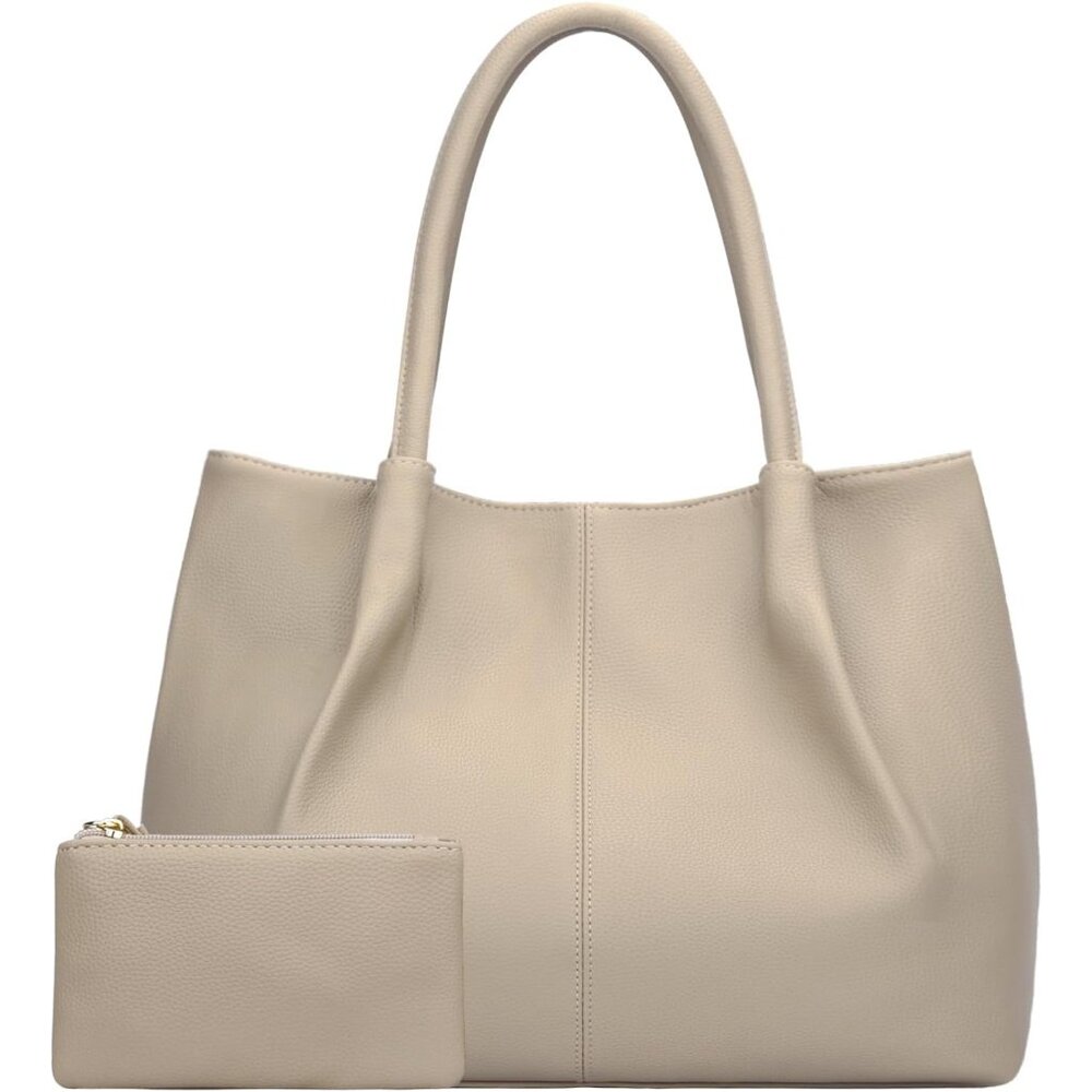 ✨KKXIU Women White Tote Bags Vegan Leather Shoulder Purse Large Travel Bags